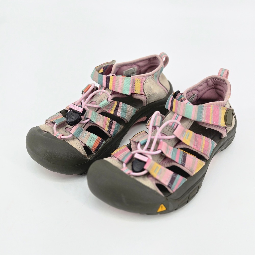 KEEN Newport H2 Girls Rainbow Stripe Bungee Hiking Waterproof Sandals Shoes US 3